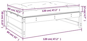 Υποπόδιο Κήπου Μαύρο 120 x 80 εκ. από Μασίφ Ξύλο Πεύκου 825741