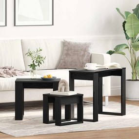 vidaXL Ένθετα τραπέζια 3 pcs Μαύρη Οξυά Επεξεργασμένο ξύλο