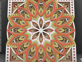 Intra απο ξύλο plywood Χρώμα wenge 3mm-4mm πάχος - Flower Mandala , Layered Mandala Δίασταση 30x30 cm INTRAFABR-45794773