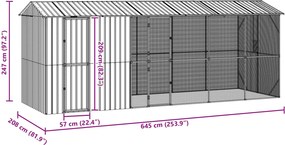 vidaXL Κλουβί Πουλιών Ανθρακί 645 x 208 x 247 εκ