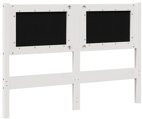 vidaXL Ταπετσαρισμένο κεφαλάρι Λευκό 120 cm Στερεά ξυλεία πεύκου