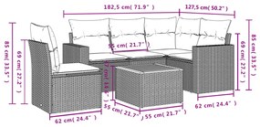 vidaXL Καναπές Κήπου 6 Τεμαχίων Μαύρο από Συνθετικό Ρατάν με Μαξιλάρια