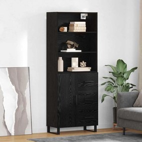 Highboard Μαύρη Οξυά 69,5 x 34 x 180 εκ. Επεξεργασμένο ξύλο
