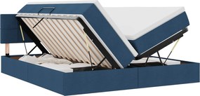 vidaXL Κρεβάτι Αποθήκης με στρώμα Μπλε 200 x 200 cm Τεχνητό Δέρμα