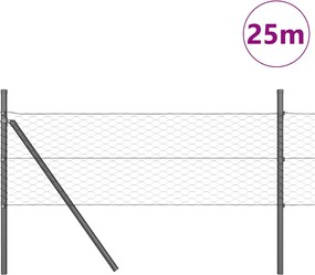 vidaXL Έξιγωνο φράχτη σταθερού εδάφους 25 x 0,5 m Γκρι Δίχτυ