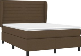 vidaXL Κρεβάτι Boxspring με Στρώμα Σκούρο Καφέ 140x190 εκ. Υφασμάτινο