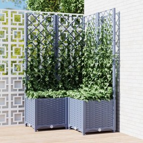 vidaXL Ζαρντινιέρα Κήπου με Καφασωτό Μπλε Γκρι 80x80x136 εκ. από PP