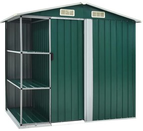 vidaXL Αποθήκη Κήπου με Ράφια Πράσινη 205 x 130 x 183 εκ. Σιδερένια