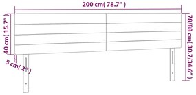 Κεφαλάρι Κρεβατιού LED Ανοιχτό Γκρι 200x5x78/88 εκ. Υφασμάτινο 3121774