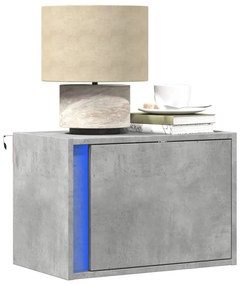 Κομοδίνα Επιτοίχια με Φώτα LED 2 τεμ. Γκρι Σκυροδέματος