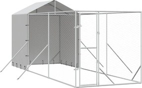 vidaXL Κλουβί Σκύλου Εξ. Χώρου με Οροφή Ασημί 2x6x2,5 μ. Γαλβ. Ατσάλι