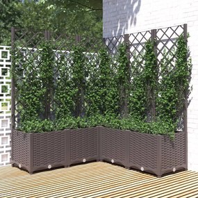 vidaXL Ζαρντινιέρα Κήπου με Καφασωτό Καφέ 120 x 120 x 136 εκ. από PP