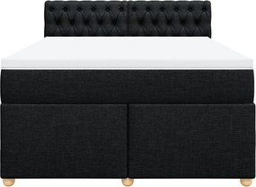 vidaXL Κρεβάτι Boxspring με Στρώμα Μαύρο 160x200 εκ. Υφασμάτινο