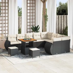 vidaXL Σετ Καναπέ Κήπου 12 pcs Μαύρο συνθετικό ρατάν