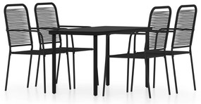vidaXL Σετ Τραπεζαρίας Κήπου 5 Τεμαχίων Μαύρο