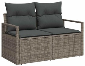 vidaXL Καναπές 7 Θέσεων με Μαξιλάρια Μαύρο Πολυ Rattan