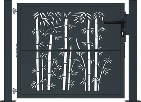 vidaXL Πόρτα Κήπου Ανθρακί 100x75 εκ. Σχέδιο Ατσάλινου Μπαμπού