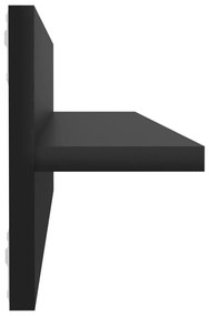 Ραφιέρες Τοίχου 4 τεμ. Γυαλ. Μαύρο 60x11,5x18 εκ. Μοριοσανίδα - Μαύρο