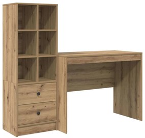 vidaXL Γραφείο με αποθηκευτικό χώρο με συρτάρι 2 pcs artisan δρυς