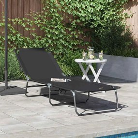 vidaXL Πτυσσόμενη ξαπλώστρα Μαύρο 188 x 57 x 86,5 εκ. Πολυεστέρας