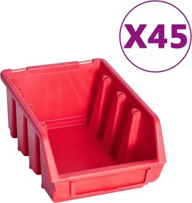 vidaXL Σκαφάκια Αποθήκευσης Σετ 96 τεμ. Κόκκινα/Μαύρα με Πάνελ Τοίχου
