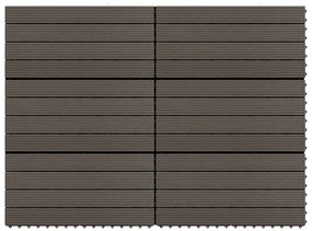 Πλακάκια Deck 6 τεμ. Σκούρο Καφέ 60 x 30 εκ. 1,08 μ² από WPC - Καφέ