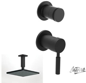 La Torre NEW TECH Black matt 12051SP-400 34374-400 Μίκτης εν/μού+εκτρ περ/ικός 2 εξ+Αν/ενη Κεφαλή Square 30x30εκ+Μπράτσο Οροφής