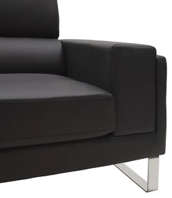 Καναπές Shea pakoworld 2θέσιος pu μαύρο-inox 158x80x87εκ