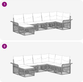 vidaXL Σετ Καναπέ Κήπου 7 pcs Μαύρο συνθετικό ρατάν