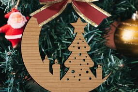 Σετ των 2 Intra απο ξύλο plywood Χρώμα wenge 3mm-4mm πάχος - Παιχνίδια Χριστουγεννιάτικου Δέντρου Δίασταση 15x15 cm INTRAFABR-79860052