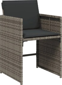 vidaXL Σετ Τραπεζαρίας Κήπου 5 τεμ. Γκρι Συνθ. Ρατάν με Μαξιλάρια