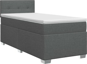 vidaXL Κρεβάτι box spring με στρώμα Σκούρο Γκρι 80 x 200 cm Ύφασμα