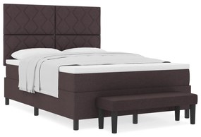 vidaXL Κρεβάτι Box Spring με Στρώμα & Πάγκο Σκούρο Καφέ 160x200 εκ. Ύφασμα