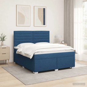 vidaXL Κρεβάτι box spring με στρώμα Μπλε 140 x 200 cm Ύφασμα