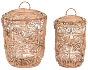Σετ Καλαθιών DKD Home Decor Φυσικό Ανοιχτό καφέ (2 Τεμάχια)