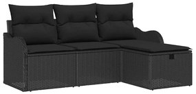vidaXL Σετ Καναπέ Κήπου 4 pcs Μαύρο 176 x 117 x 85 εκ Πολυ ράταν