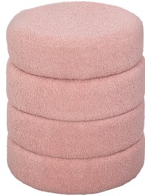 Σκαμπό, στρογγυλό, teddy fleece, έως 120kg, Φ40x45H cm, ροζ
