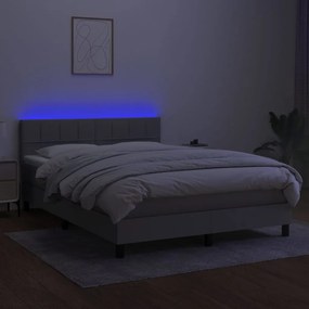 vidaXL Κρεβάτι Boxspring με Στρώμα &amp; LED Αν.Γκρι 140x200 εκ Υφασμάτινο