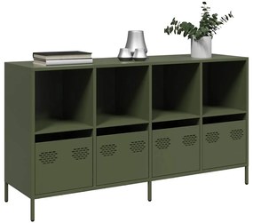 vidaXL Sideboard Ελαιοπράσινο 135x39x73,5 cm Ατσάλι ψυχρής έλασης
