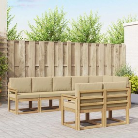 vidaXL Σειρά Καναπέ Εξωτερικού 8 pcs Λευκό και Μπεζ Πολυεστέρας