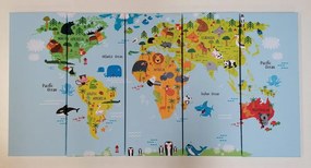 5 μέρη εικόνα παγκόσμιο χάρτη με ζώα - 100x50