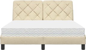 vidaXL Κρεβάτι με Στρώμα Κρεμ 120x200 εκ. Υφασμάτινο