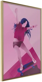 Αφίσα - Girl on a Skateboard - 20x30 - Χρυσό - Χωρίς πασπαρτού