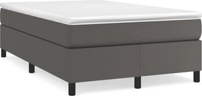vidaXL Κρεβάτι Boxspring με Στρώμα Γκρι 120x190εκ. από Συνθετικό Δέρμα
