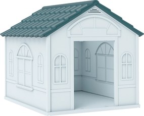 Εκτροφείο σκυλιών με δίρριχτη οροφή, αδιάβροχο, πλαστικό, 65 x 75,7 x 63 cm, μπλε