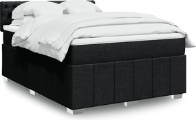 vidaXL Κρεβάτι Boxspring με Στρώμα Μαύρο 140x190 εκ. Υφασμάτινο