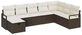 vidaXL Σετ Καναπέ Κήπου 8 pcs Καφέ Πολυ ράταν