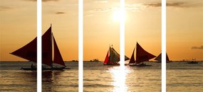 Εικόνα 5 μερών όμορφο ηλιοβασίλεμα στη θάλασσα