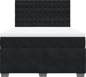 vidaXL Κρεβάτι Boxspring με Στρώμα Μαύρο 140x190 εκ. Βελούδινο