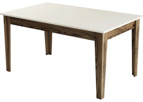 Τραπέζι Milan 517 845HCT1405 145x88x75cm Walnut-Cream Μοριοσανίδα, Μελαμίνη